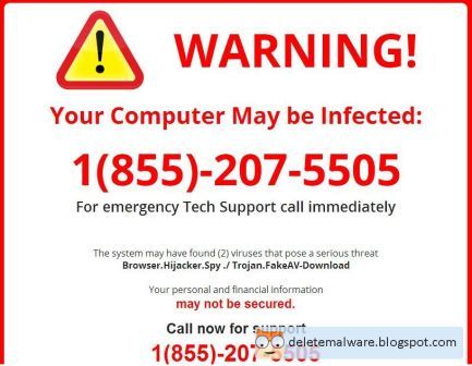 warning your computer may be infected